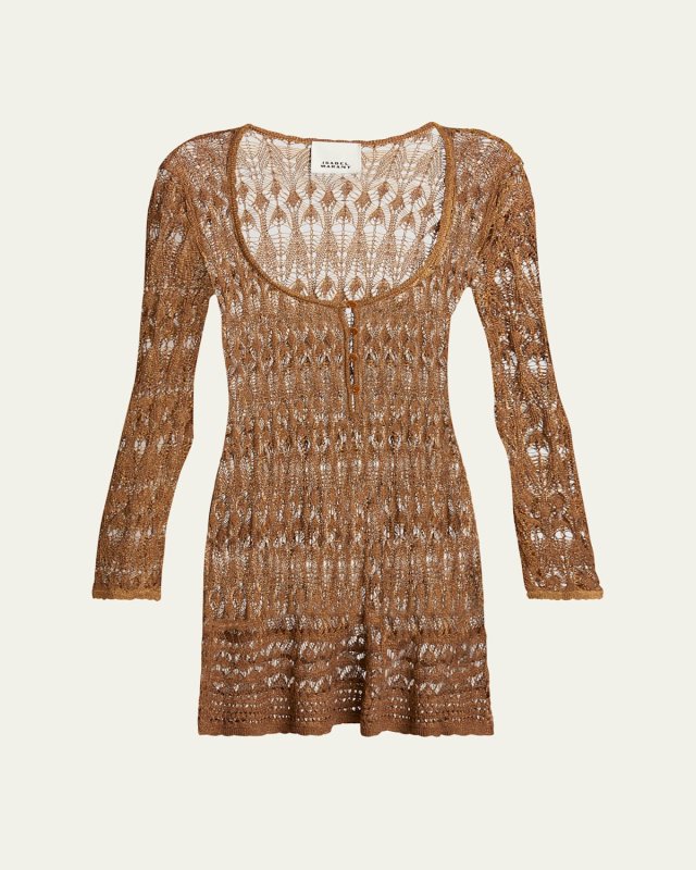 Pia Crochet Long-Sleeve Mini Dress